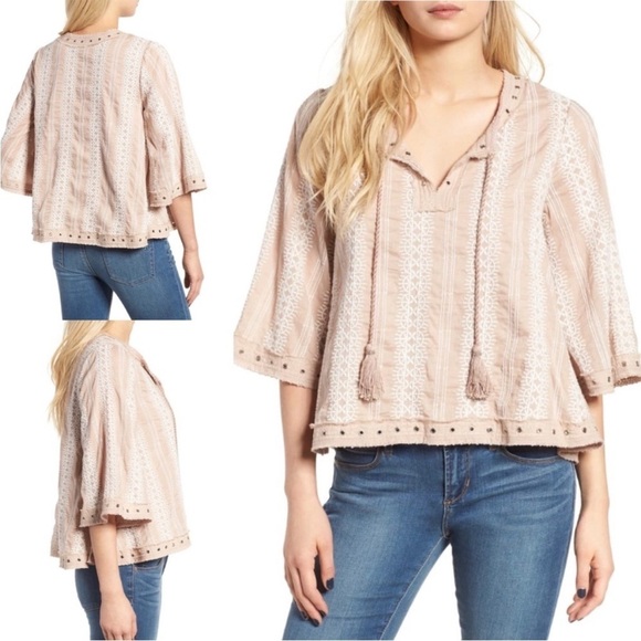 Tularosa Tops - Tularosa Blush and Ivory Boho Top